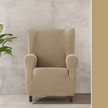 Kiva Bi-Elastic Wingback Chair Cover, Super Stretchy, Various Colors Available – Adaptable, Breathable, And Easy To Fit Wingback Chair Cover With Foam Support And Elastic Bands - Beige Me - View 5