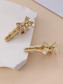 Kẹp tóc hình vịt kim loại dễ thương có nơ dành cho bé gái - Nhiều màu - Xem 1