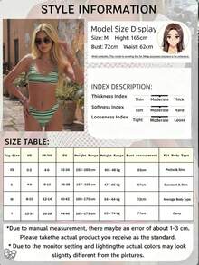 Bộ bikini phong cách Bohemian mùa xuân/hè mới được nâng cấp, màu xanh sọc, dây đeo có thể điều chỉnh, cổ chữ V, gợi cảm, thanh lịch, thích hợp cho bãi biển, kỳ nghỉ, hẹn hò, tiệc tùng. - Nhiều màu - Xem 6