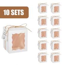 50 Sets Candle Gift Box Transparent Gift Packaging Box For 4-10 Oz Candles 50 Paper Thank You Tag Bundle Hemp Rope For Wedding Birthday Baby Shower Party Favor, 3.35x3.35x3.94 In - White - View 9