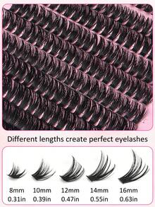 14 Rows Of D-Curled Natural Segmented False Eyelashes, 280 Pieces In Large Capacity, 60D Thick Lash Clusters, Free DIY Lash Clusters, Suitable For Various Occasions, Reusable False Eyelashes, Eyelashes, Segmented Eyelashes, Lash Clusters. - D - 查看 4