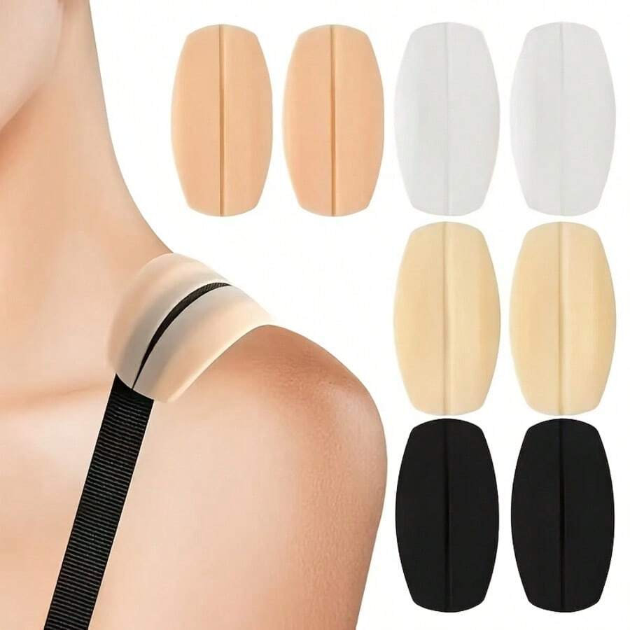 6pcs Silicone Non-Slip Shoulder Strap Pads, Seamless Pressure Relief Comfortable Strap Cushions In Multiple Colors - View 1