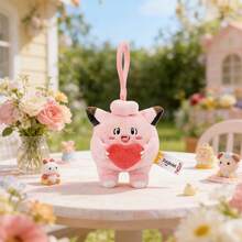Miniso 1pc Pokémon Plush Keychain Collection, Featuring Piplup/Bulbasaur/Jigglypuff/Pikachu/Squirtle/Mew, Soft Plush Heart-Shaped Hugging 3D Design, Delicate Plush Material, Portable Hanging Strap, Fashionable Bag/Keychain Charm, Commute & Travel Accessory - Multicolor - View 3