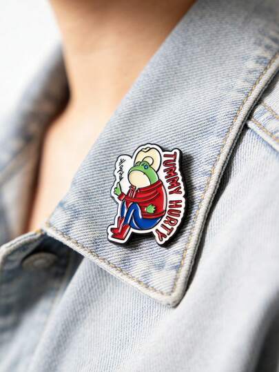 1件套趣味肚子疼珐琅胸针套装，可爱卡通肚子猫青蛙翻领别针，新奇肚子疼俱乐部饰品，优雅婚礼派对饰品，女士时尚翻领徽章背包衣服饰品包别针，不可错过的毕业礼物