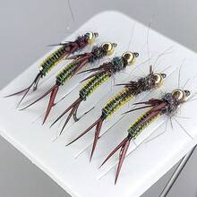 5个逼真石蝇若虫拟饵 - 慢沉式鳟鱼拟饵,适用于淡水和海水中的鲑鱼和鳟鱼飞钓 - 彩色 - 查看 11