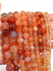 4/6/8/10mm 天然红色玛瑙珠 圆形散珠，适用于珠宝制作 DIY 工艺品 手链 项链 串珠用品。 - 彩色 - 查看 2