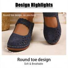 Retro-Style Openwork Chunky Heel Mules - Comfortable Slip-On Closed-Toe Chunky Heel Sandals For Women ✨ Retro Style Is Back! Exquisite Openwork Design, Breathable And Sophisticated. Chunky Heel + Platform Design Instantly Makes Legs Look Longer. Comfortable For Long Wear, Suitable For Daily Commutes/Dates. Mule Style, Super Convenient Slip-On, A Blessing For Lazy People! Multiple Colors Available: Classic Black, Soft Khaki, Retro Brown, Navy Blue, Covering Your Spring And Summer Outfits ✅ Versatile And Flattering ✅ High-Quality Feel ✅ Enhanced Comfort  #Retrosandals #Mules #Chunkyheels #Springfashion #Womenssshoes #Everydayfashion - Màu xanh lam - Xem 5
