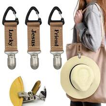 Travel Hat Clip, Can Be Hung On Bags, Handbags, Backpacks, Suitcases, Suitable For Travel Backpacks, Outdoor Travel, Beach Hats, An Essential Travel Accessory And Organizer, Suitable For Beach, Summer Vacation And Back To School Season - Coffee Brown - View 5