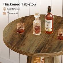 Tribesigns Round Bar Table, 39.4" H High Top Bistro Table With Storage, Industrial Cocktail Pub Tables With Metal Footrest For Living Room, Barroom, Small Space, Rustic Brown(Only Table) - Brown - View 10