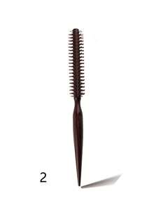 1支小型木质卷发梳，沙龙级蓬松卷发梳，尖尾圆木卷发梳，鬃毛直发刘海梳 - 彩色 - 查看 12