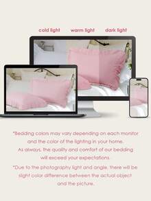 1pc Lace Pillowcase (Pillow Insert Not Included), Soft & Breathable, Fashionable & Cute, Essential Bedroom & Dorm Decor, Suitable For All Seasons Bedding Set - Pink - View 9