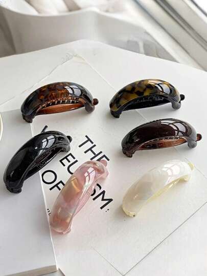1-6Pcs Women's Fashion Elegant Acetate Banana Clip, High Ponytail Simple Hair Clip, Twist Hair Clip, Horizontal Clip, Suitable For Party, Daily Wear, Holiday Gift,Summer,Travel, Head Accessories, Claw Clips