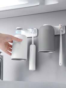 2pcs Transparent Minimalist Magnetic Toothbrush Holder, Wall-Mounted Toothbrush Cup Storage Rack With Quick Magnetic Hook Design, Waterproof Bathroom Storage, Modern Home Decor, Vanity Essential, Space-Saving Solution, Travel Bathroom Accessory - Multicolor - View 10