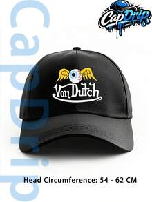 Black 1pc Unisex Von-Dutchs Print Baseball Cap, Hat, Curved Brim, Dad Cap.Suitable Daily Use And Outdoor Activities.Outdoor Adjustable Cap.Spring-Summer Travel, Tourism, Beach Vacation Hat. - 黑色 2 - 查看 7