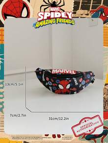 Marvel 1个漫威官方授权蜘蛛侠图案腰包，多功能斜挎包，男童休闲单肩包，轻便可调节肩带胸包，卡通零钱包，臀包，适合男孩、年轻粉丝、学生，完美适用于日常上学、户外玩耍、主题公园游玩、假期旅行和运动。 - 彩色 - 查看 4