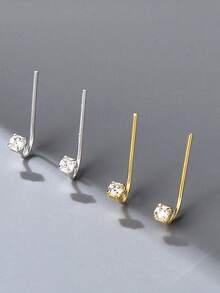 Khuyên rốn hình vuông bằng bạc Sterling 925 đính đá Cubic Zirconia, trang sức rốn thanh lịch, độc đáo và tinh tế dành cho nữ. - đơn - Xem 5