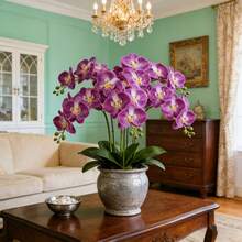 JHSHUDSE 2 pezzi Orchidee viola vivaci artificiali - Disegno realistico a farfalla, adatte per decorazioni primaverili, decorazioni per la casa, San Valentino, uso interno/esterno, centrotavola per la sala da pranzo, decorazioni per le vacanze, decorazioni per matrimoni e varie celebrazioni, durevoli | Aspetto floreale realistico | Orchidea in plastica - 2 viola - Visualizzare 8