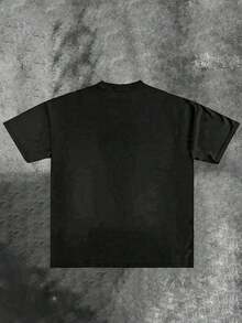 ,PICTUREMEROLEIN,StreetWear,Y2K,(CottonStreetwearT-Shirt)Men'sGraphicTe,RoundNeck,LooseFit,Fall&HolidayTravel,Unisex,Goth&Y2KStyleNewCasualT-ShirtsForMenAndWomen - 黑色 2 - 查看 2