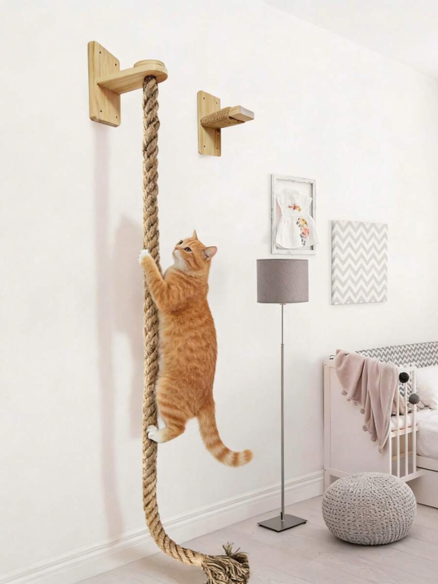 Trụ cào móng thẳng đứng cho mèo, tấm cào móng bằng dây sisal, đồ chơi leo trèo bền chắc, chống trầy xước cho mèo, đồ dùng cho thú cưng, tiết kiệm không gian. - Dây leo cho mèo - Xem 1