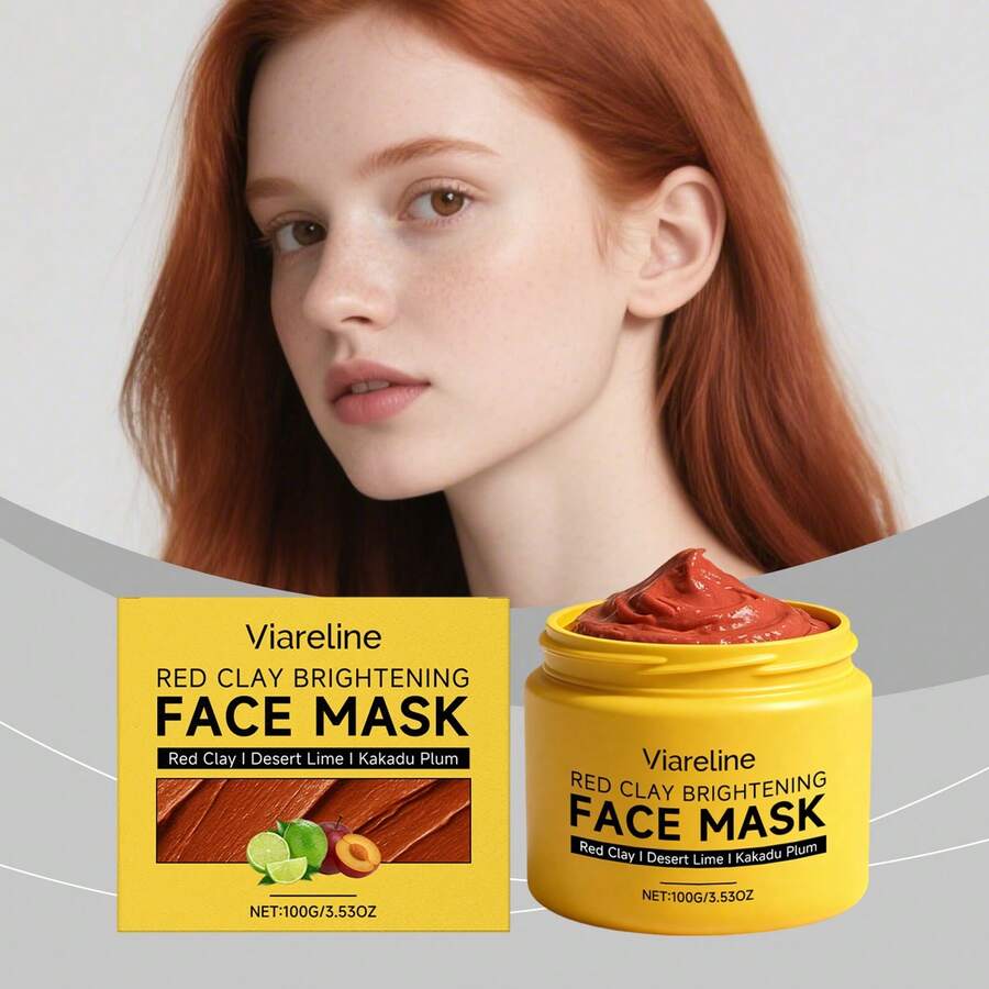 100g Mascarilla facial de arcilla roja iluminadora, hidrata y nutre profundamente, previene la sequedad, suaviza y aclara la piel - Arcilla roja - Ver 1