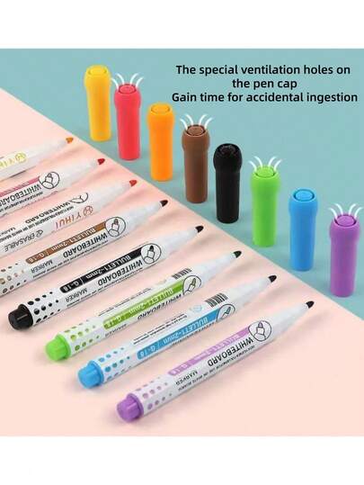 8pcs/2pcs Colored Whiteboard Pens, Erasable Water-Based Pens, Easy-To-Erase Pens, Conference Office, Teaching, 8-Color Whiteboard Pens, Back-To-School Season