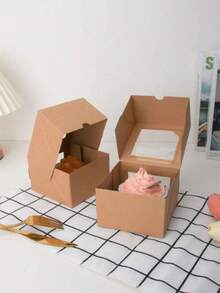 10 piezas Cajas de regalo de cartón blanco grande para macarrones con ventana ondulada, adecuadas para pasteles, chocolates, galletas, postres, aplicables para cumpleaños, fiestas, bodas - Ver 7