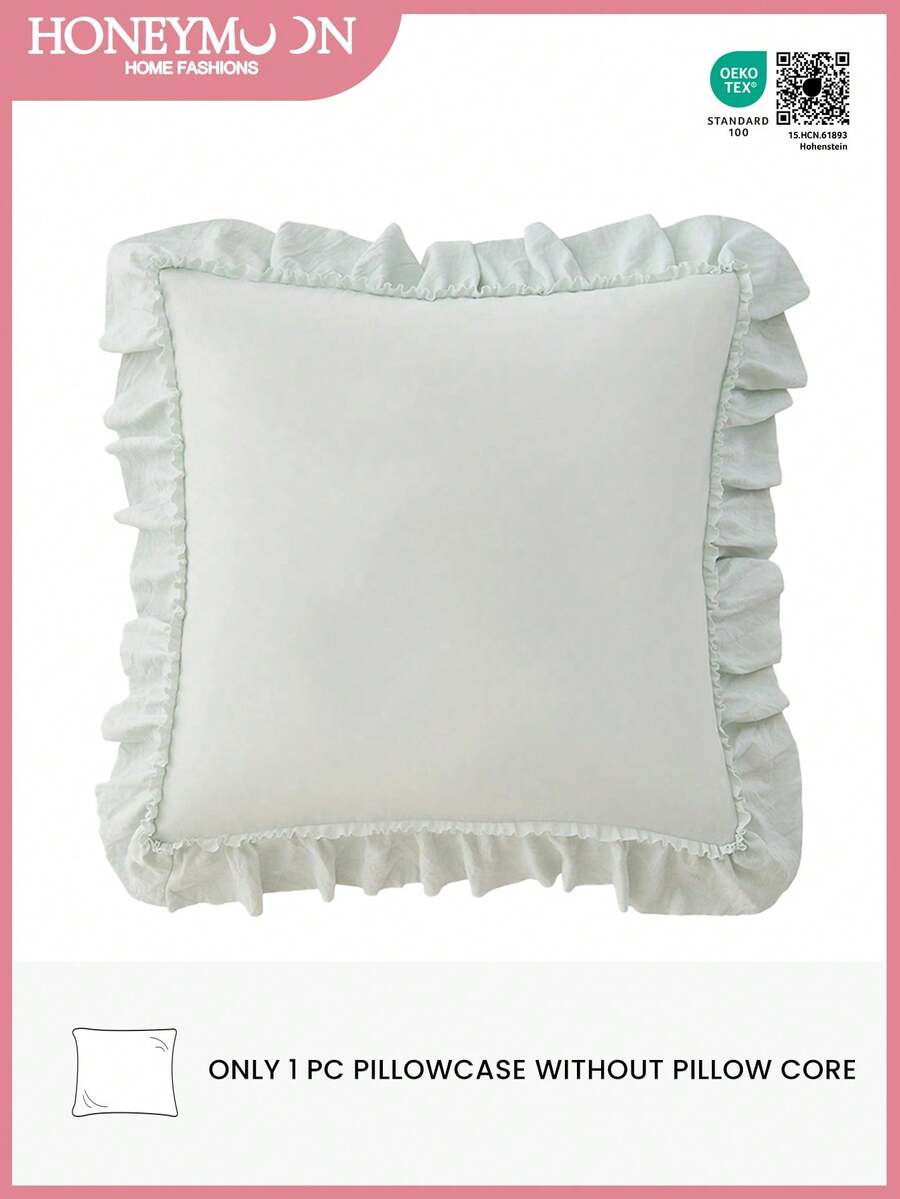 1 vỏ gối trang trí kiểu Pháp lãng mạn xếp nếp (không bao gồm ruột gối), vỏ gối trang trí lãng mạn tinh tế cho phòng ngủ/ký túc xá/ghế sofa/ghế thư giãn, quà tặng cho người thân yêu, chứng nhận Oeko-Tex - màu xanh lá - Xem 1