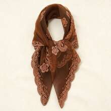 1pc Brown Embroidered Bandana, Square Paisley Print Scarf For Hair & Neck, Cotton Head Wrap Scarf For Party & Festival - màu nâu - Xem 7