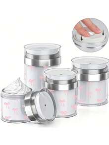Frascos de Bomba Airless com Padrão de Gravata Borboleta, Recipiente de Bomba de Ar para Creme, Recipiente de Hidratante com Bomba, Recipientes Cosméticos de Maquiagem Vazios de Acrílico com Bomba, Recipientes Recarregáveis de Tamanho de Viagem Airless Pote de Loção para Hidratante Espesso, Creme, Padrão Cortado Aleatoriamente - Multicolorido - Visão 2