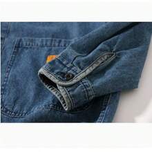 Retro Workwear Denim Jacket Cardigan Top Taoist Robe Loose Jacket Cotton - Light Blue - View 3