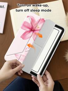 Kingsung Casing Pelindung Tablet Akrilik Transparan Dua Sisi Lipat Berbentuk Y dengan Motif Bunga, Cocok untuk Tablet /Mini6/7/9.7/10.2/10.5/10.9/12.9/Pro 11, Generasi ke-10, Casing Pelindung Mendukung Penyesuaian Multi-Sudut, 6 Mode Penempatan Stand, Slot Pena Terintegrasi, Pelat Belakang Transparan, Perlindungan Anti-Jatuh, Bangun/Tidur Otomatis - MultiWarna - View 9