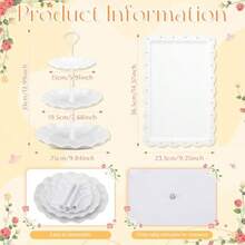 105 Pcs Floral Tea Party Set 50 Disposable Teacups With Handles 50 Saucers 2 Cake Stand 3 Tray For Women Flowe Tea Party Decorations For Birthday Princ - 彩色 - 查看 3