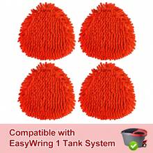 DLAIMI 1/2/4pcs New Multicolor Rotating Mop Replacement Heads, Suitable For EasyWring 1Tank System Deep Cleaning, Wet & Dry Use For Kitchen, Bathroom, Floor Cleaning, Red - Red - View 12