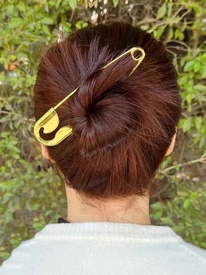 1 pieza Pinza de pelo de metal minimalista estilo europeo y americano, color plateado brillante creativo, tamaño grande adecuado para cabello grueso, tocado único, pinzas de garra