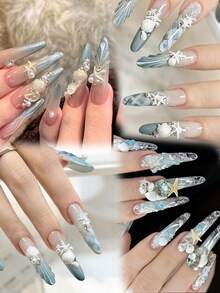 可重复使用的硅胶美甲模具和模板 - 3D 海螺、海星和贝壳雕塑模板，适用于 DIY 美甲、美甲设计和美甲贴纸。 - 無色 - 查看 4