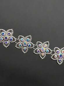 1 pieza Cadena decorativa con rhinestones en forma de estrella de 5 puntas, adecuada para coser y decorar disfraces de baile - Multicolor - Ver 4