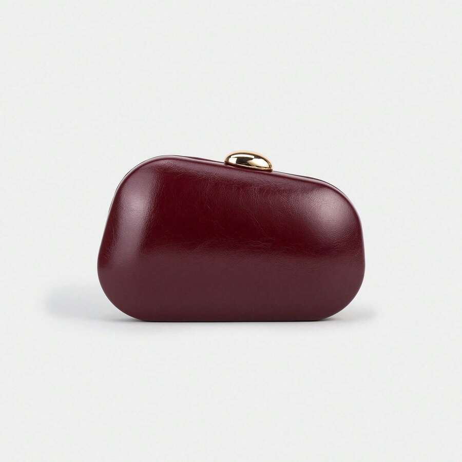 Nueva bolsa de diseñador de PU en tono dorado: elegante, única y adecuada para eventos sociales nocturnos. - Burdeos - Ver 1