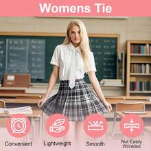 Women's Black Tie, Pre-Tied Women's Tie, Adjustable Women's Zipper Tie, Suitable For Office, School, And Parties. - 酒紅色 - 查看 3