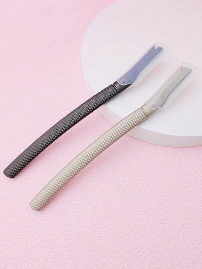 Serrated Handle Precision Eyebrow Trimmer, Unisex, Anti-Slip Textured Design, 1pc, Durable Practical Portable Tool, Affordable Makeup Tool, Eyebrow Grooming, Facial Blade, Travel Essential, Inexpensive, Gift For Friends, Makeup Tool, Mother's Day Gift