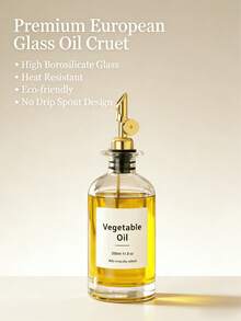 500ml Glass Olive Oil Dispenser With Pourer – Vinegar & Cooking Bottles – Home Kitchen Decor & Accessories - Gold - View 3