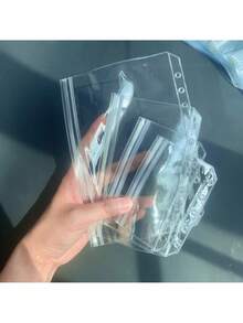 2个A6和A7多尺寸透明活页袋，PVC材质，更透明耐用，无拉链设计，可收纳更多文具，可用作预算计划袋、文具袋、文件收纳袋、返校及居家学习用品袋 - 套裝 - 查看 4