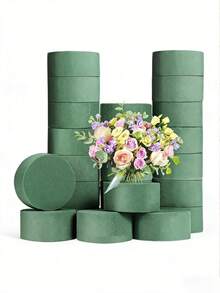 10块/1块/6块 75mm*35mm 干湿两用花泥砖，绿色聚苯乙烯泡沫块，适用于插花、植物装饰和工艺品制作，适合春季花卉和DIY、婚礼装饰、新娘背景、婚礼拱门、餐桌摆饰、园艺、室内装饰 - 圓形 - 查看 1