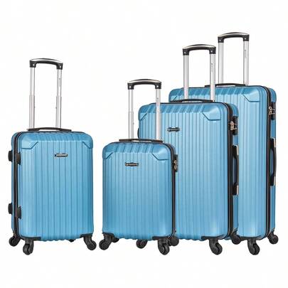 High Quality 18+20+24+28-Inch 4-Piece Luggage Set, French Brand Design, ABS Material, Multi-Color Options, Expandable, Large Capacity, Waterproof, Scratch-Resistant, Noise-Cancelling Wheels, Lock, 1-Year Warranty, Essential For Travel, Holidays, Spring/Summer, Unisex Fashion
