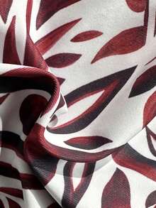 Ensemble de bikini à imprimé floral contrasté rouge et noir pour femmes, avec bordure marron foncé et décoration métallique ajourée à l'avant. Convient pour les vacances, la natation, la plage, les croisières et autres occasions - Marron - Voir 6