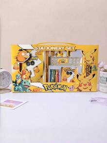 pokemon Pokémon Cartoon Style Stationery Gift Set, (6pcs/8pcs/12pcs/14pcs) Including Pencil, Notebook, Pencil Sharpener, Pencil Case, Ruler, Eraser And Crayons, Pokémon - Set - View 12