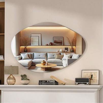 Asymmetrical Wall Mirror, Asymmetric Frameless Acrylic Mirror Sticker, Suitable For Living Room, Entrance, Corridor, Bathroom, Bedroom, Wall-Mounted Home Decor