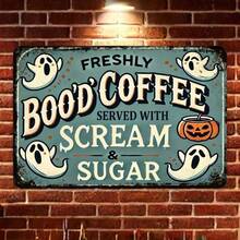 HELLOYOUNG Vintage Halloween Coffee Metal Sign 8x12 Inches – Rustic Wall Art For Home, Kitchen, Office, Garage Decor, Fall Room Decoration - Multicolor - View 6