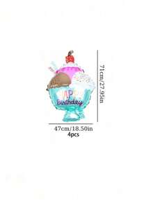 2/4 Stück riesige Eiscreme Ballons, Polyesterfilm Ballons für Eiscreme Party Dekoration | Glückwünsche zum Geburtstag Dekoration | Ballons für Geburtstags Party Dekoration - Verschiedenfarbig - Übersicht 6