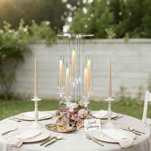 1PC 5 Arm Clear Candelabra With Acrylic Flower Stand Centerpiece,23.6inch Elegant Acrylic Centerpiece Stand Candle Holder For Wedding Reception,Birthday Party Mother's Day Home Table Decor,Mother's Day Party Supplies - 透明色 - 查看 3