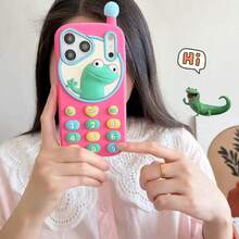 Funny Cute Lizard Design Silicone Phone Case Suitable Compatible With Iphone 17 Pro Max, 16/15 New 16 Pro, Fashionable 13 Pro, 14 Pro, Anti-Drop 17 Protective Cover - Multicolor - View 1
